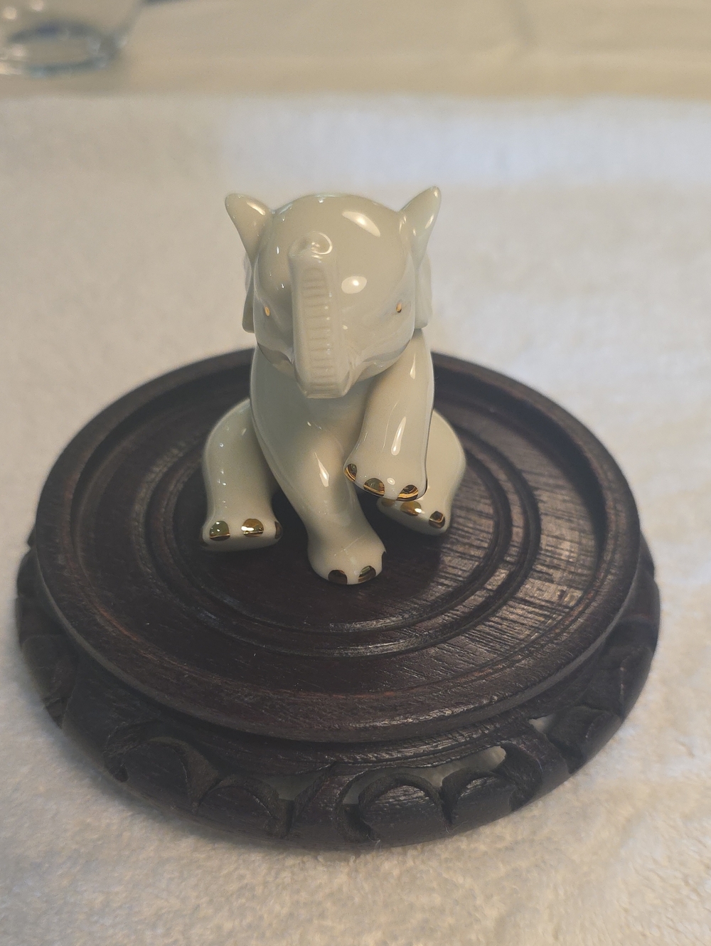 Lenox White Ceramic Elephant Figurine with Gold Accents - Decorative Home Art